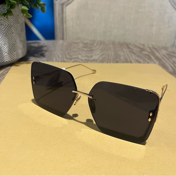 Isabel Marant IM0081/S Smoke Gold Rimless Metal Square 65mm Sunglasses - Picture 2 of 9